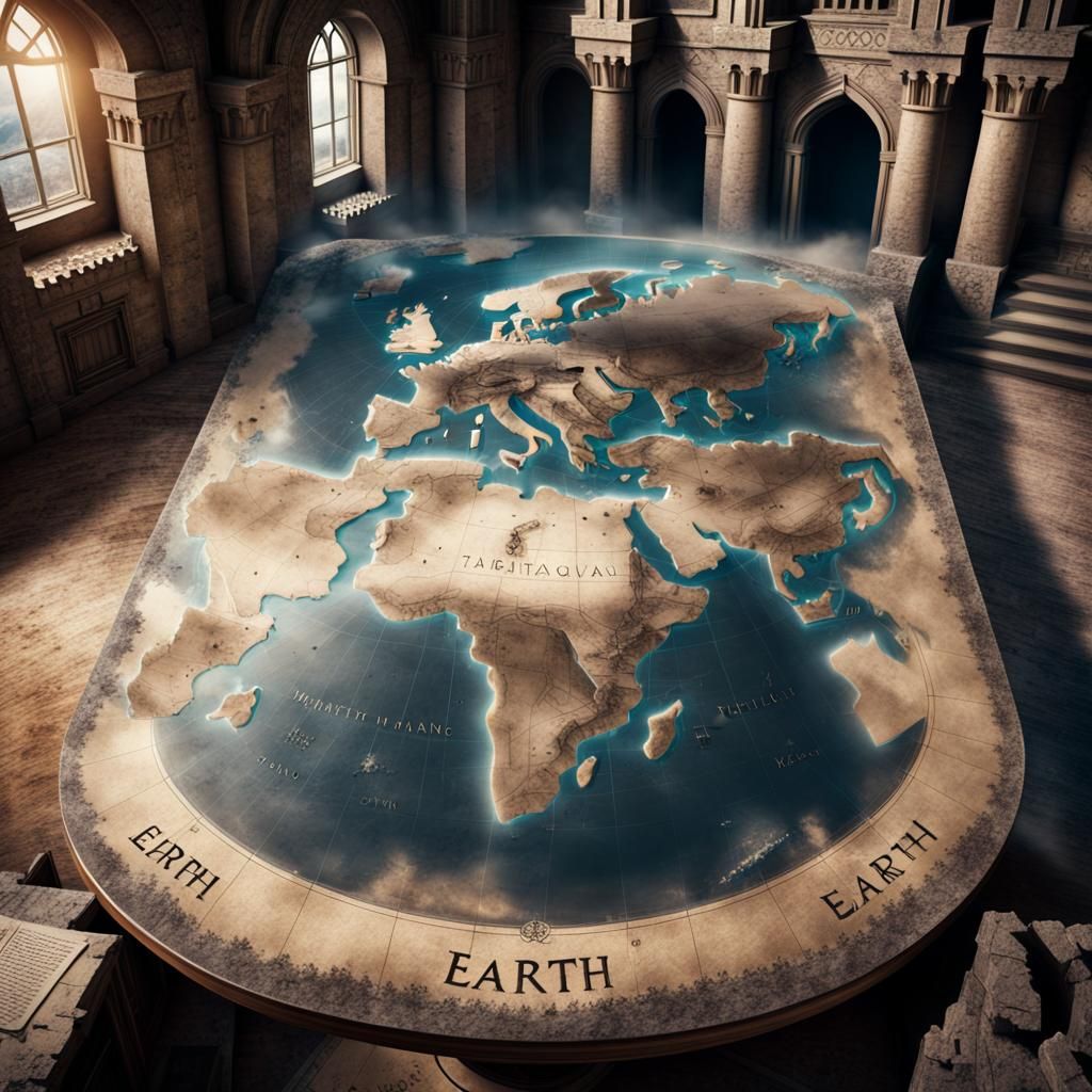 Word Earth Map in Castle: Digital Matte Painting