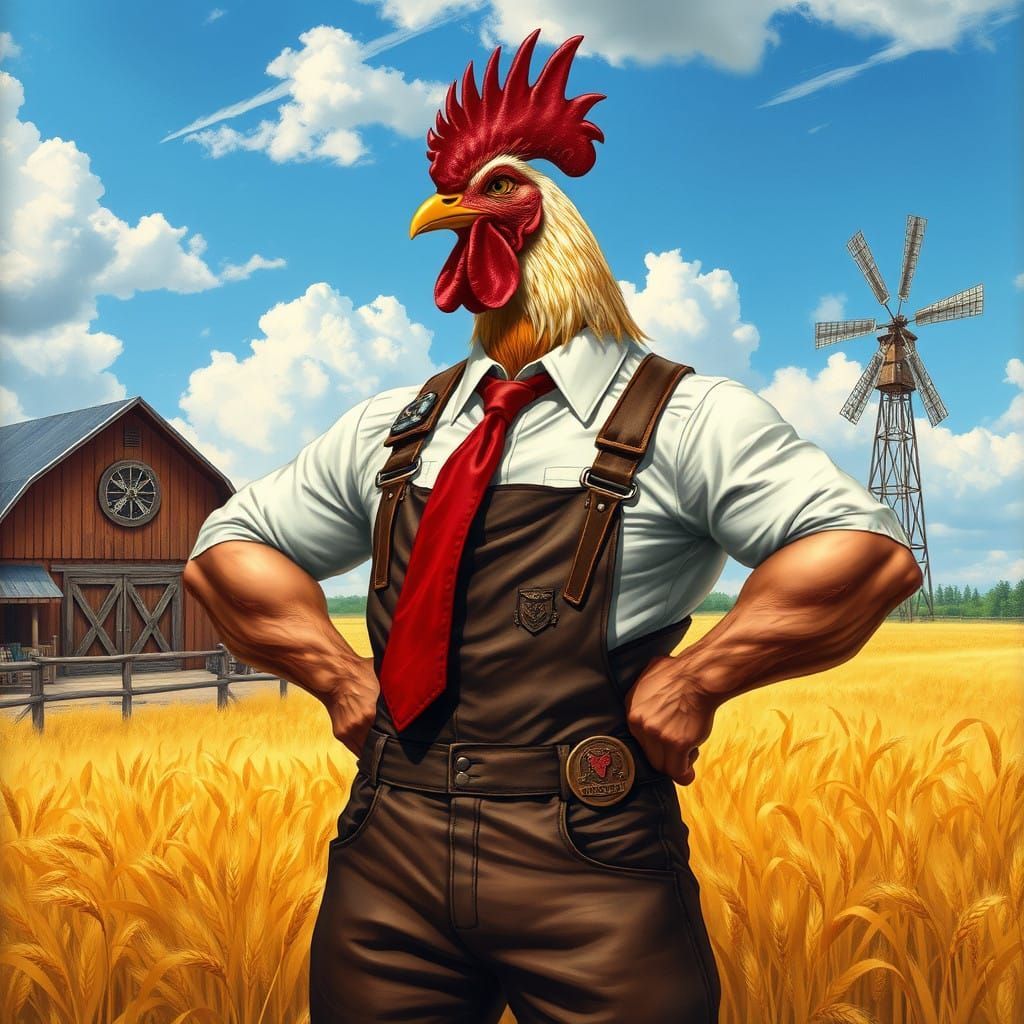 Rural Hero Rooster Embodies Farm Strength