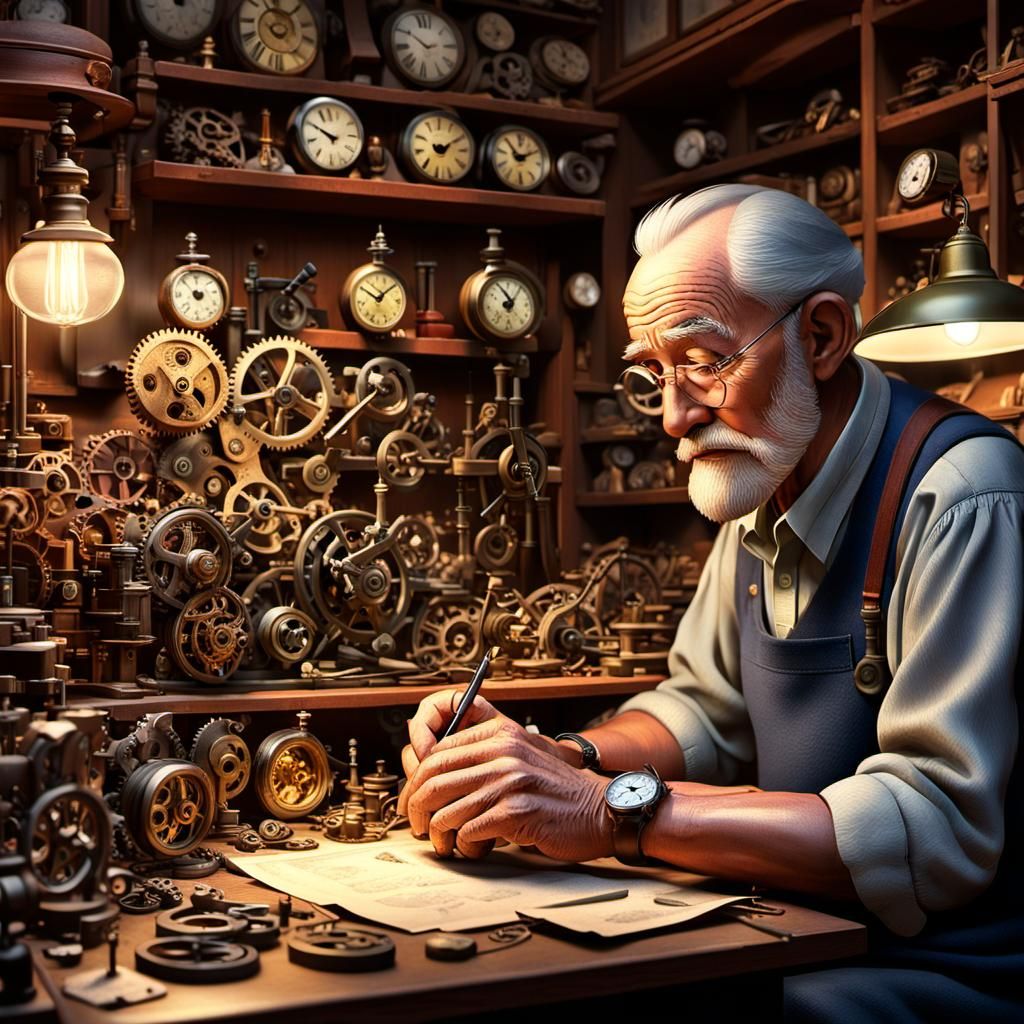 Watchmaker at Work in Nostalgic 3D Render
