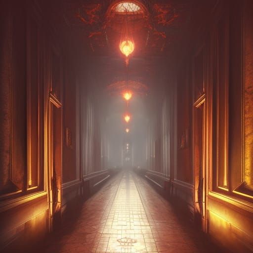 Endless Hallway: Dark Fantasy Concept Art