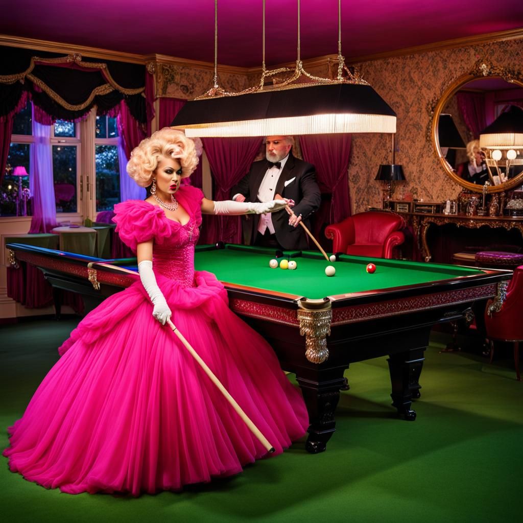 Drag Queens Play Snooker in Chiffon Wonderland