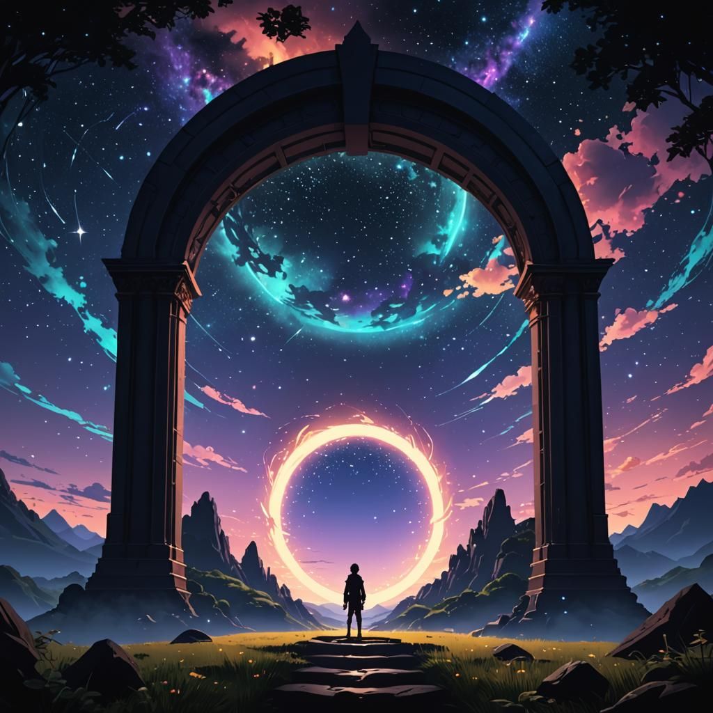 Anime Portal to Another Dimension at Night