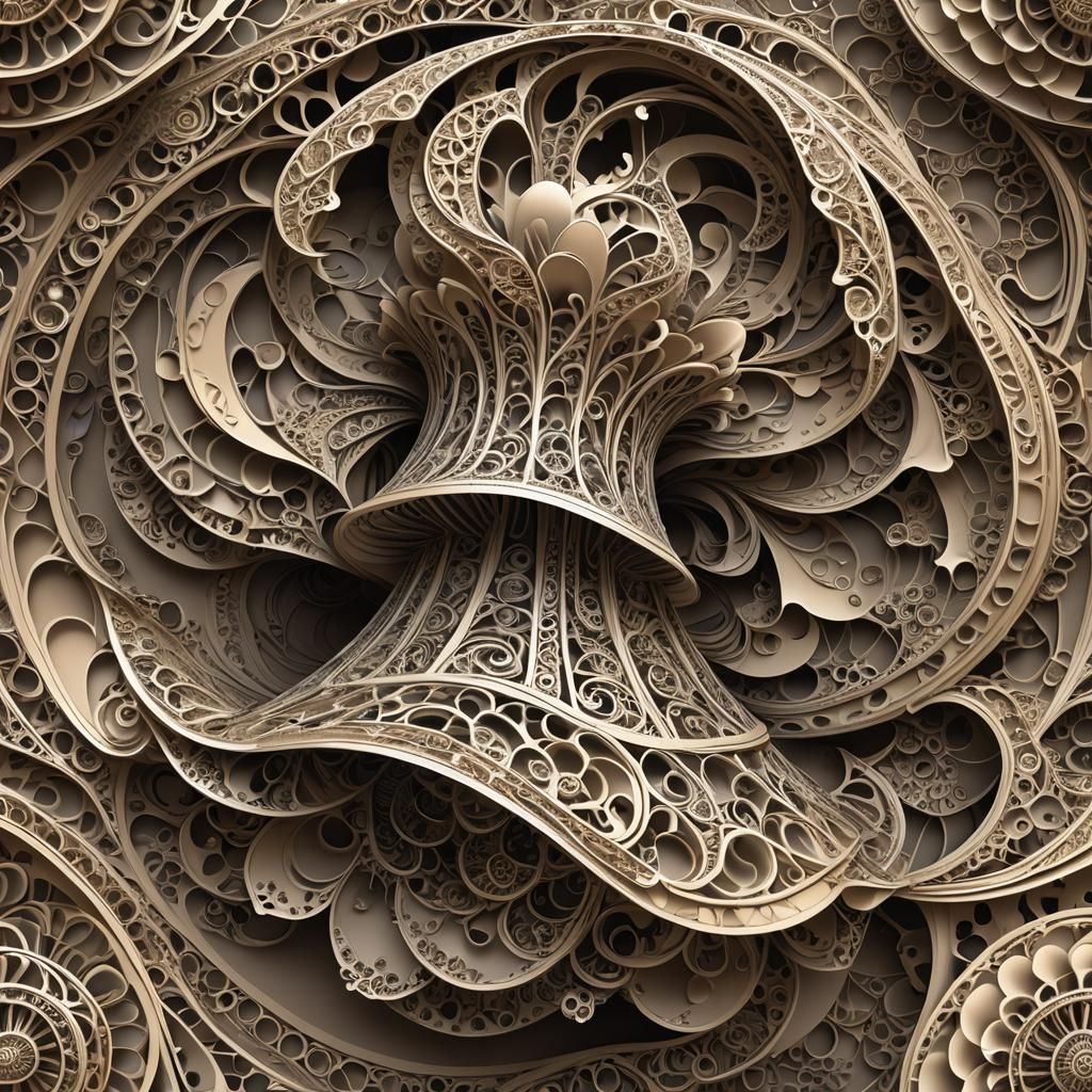 Abstract Vector Fractal Bell with Zentangle Design