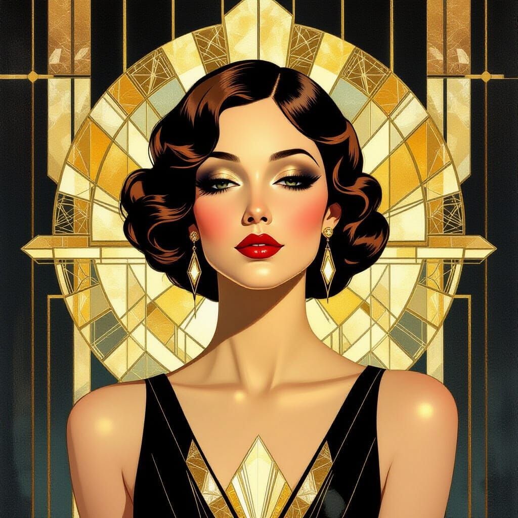 Art Deco Portrait of Crystalline Muse