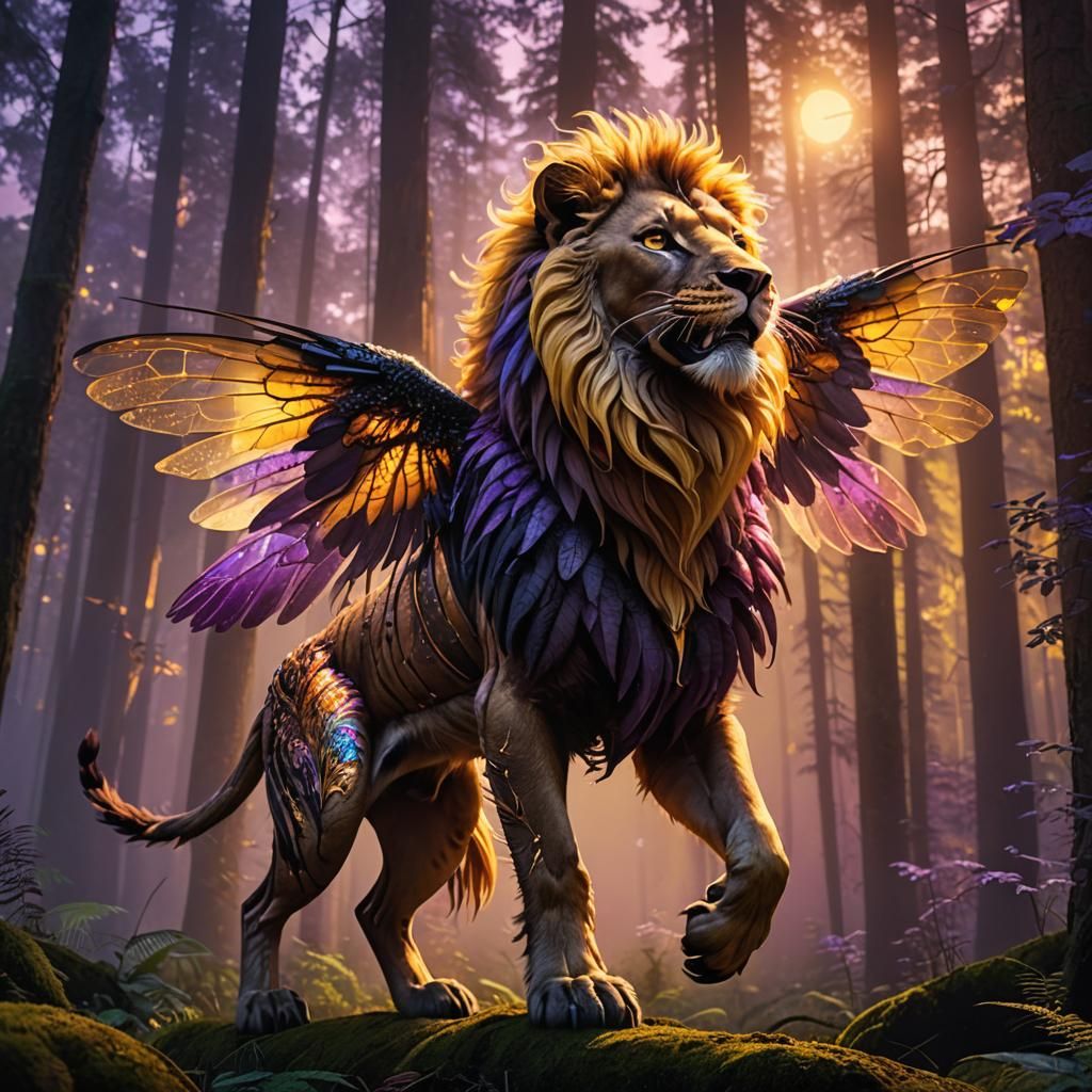 Mosquito-Lion Hybrid in German Forest: Fantasy Art
