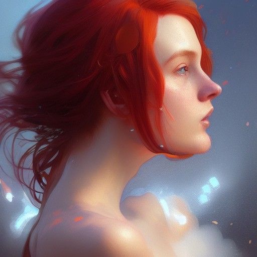 Radiant Redhead Portrait in Art Nouveau Style