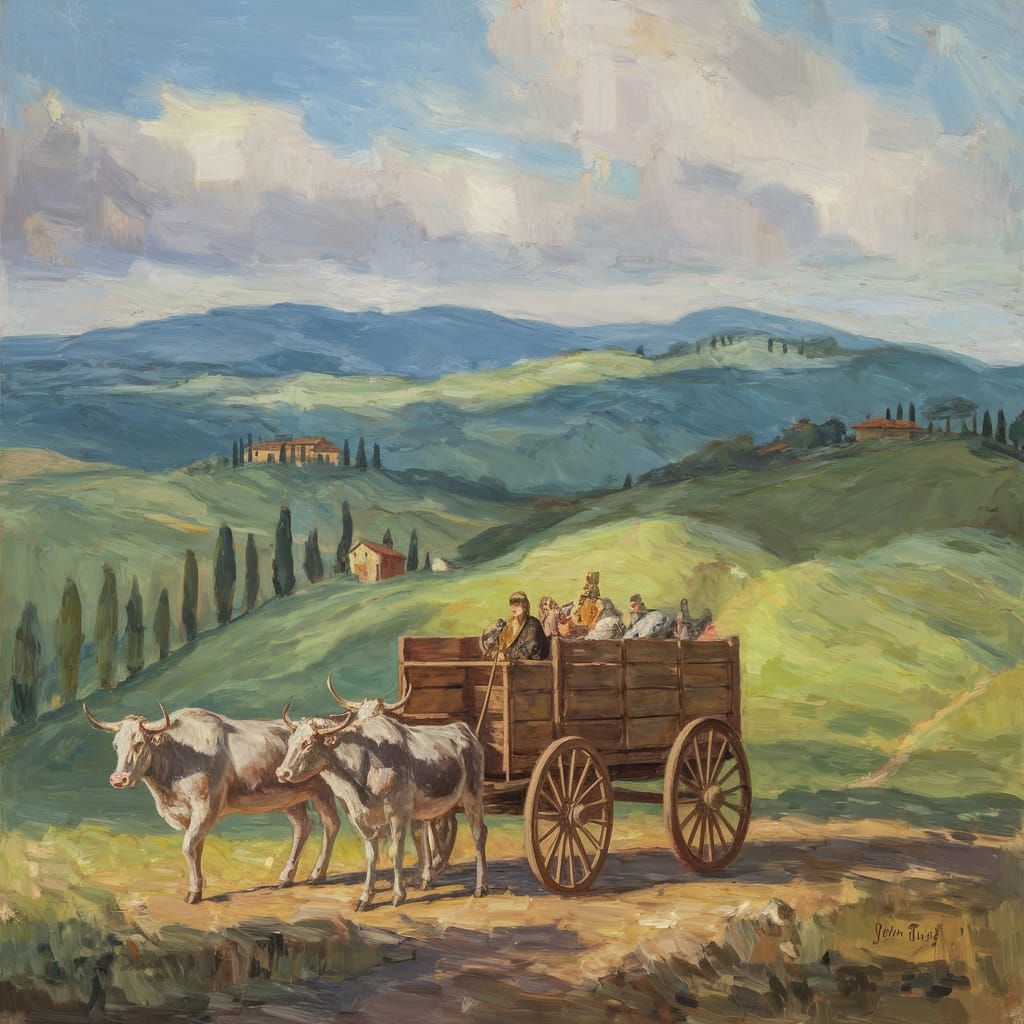 Ox-cart in the Tuscan Maremma