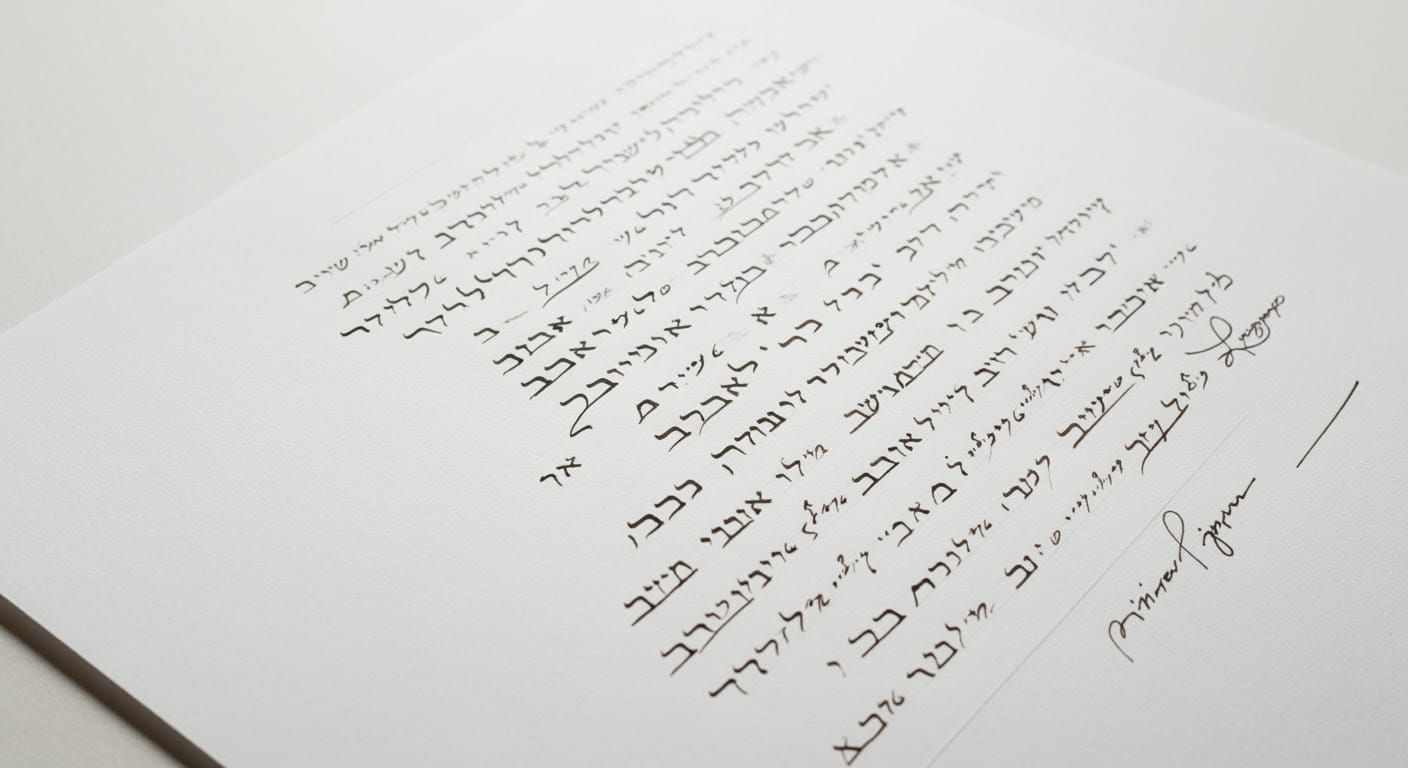 Photorealistic Cursive Hebrew Handwriting Sample