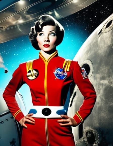 Retro Sci-Fi Space Girl in 1950s Style