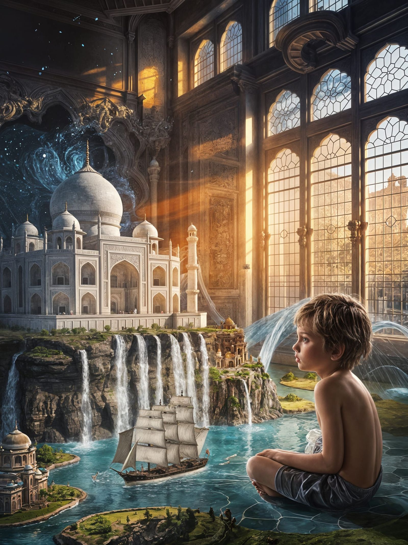 Dreamlike Miniature Worlds in Hyperrealistic Splash Art