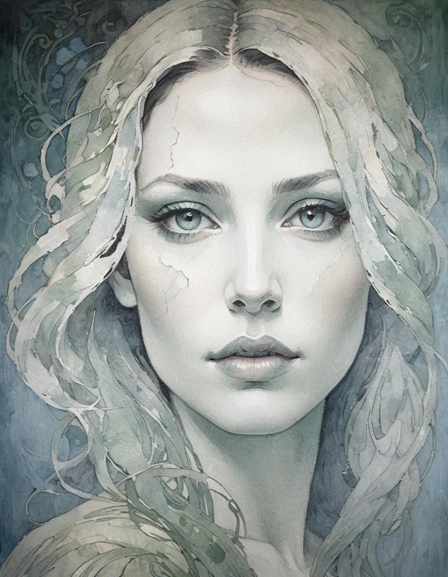 Elegant Woman in Art Nouveau Style