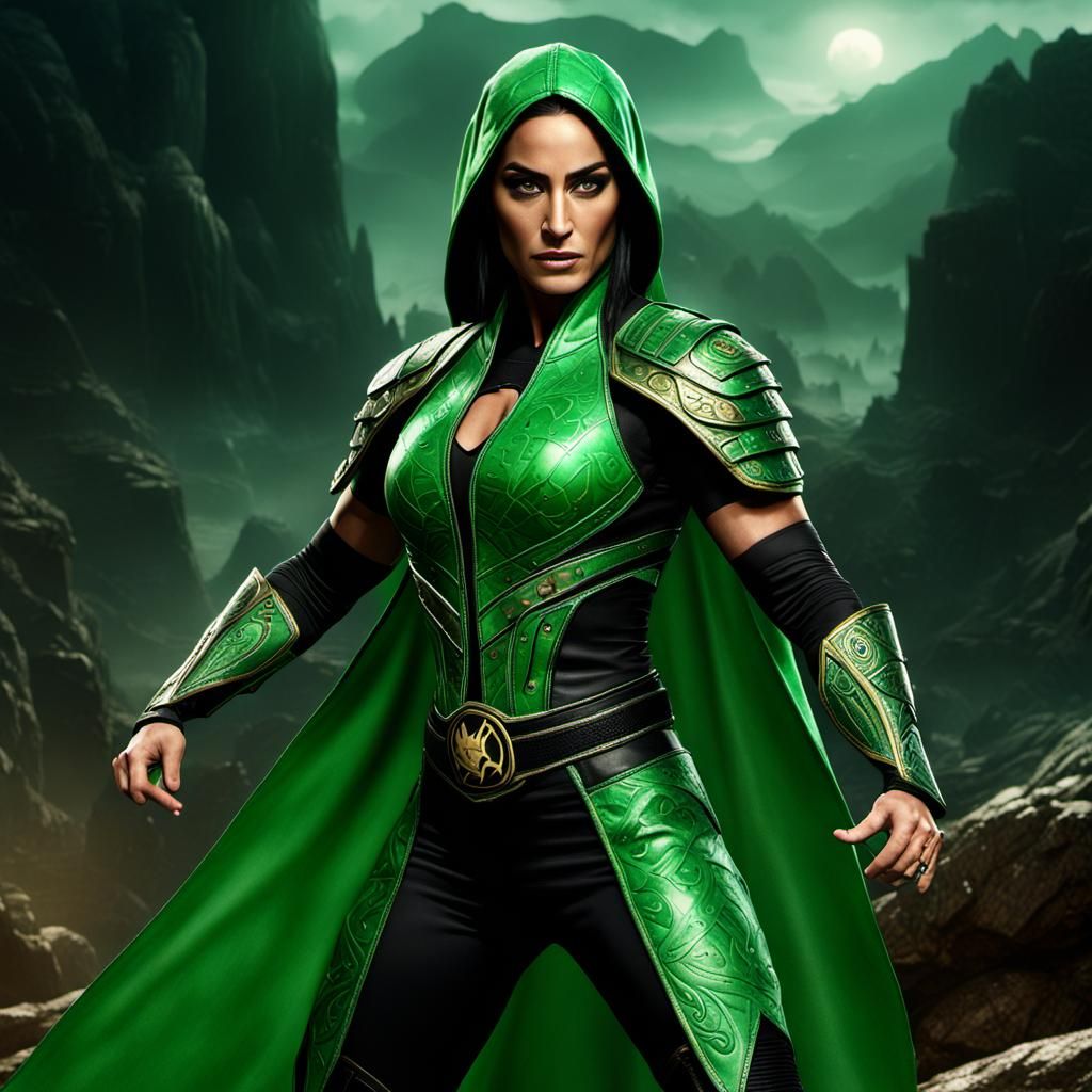 Wrestler as Mortal Kombat Jade in Digital Painting