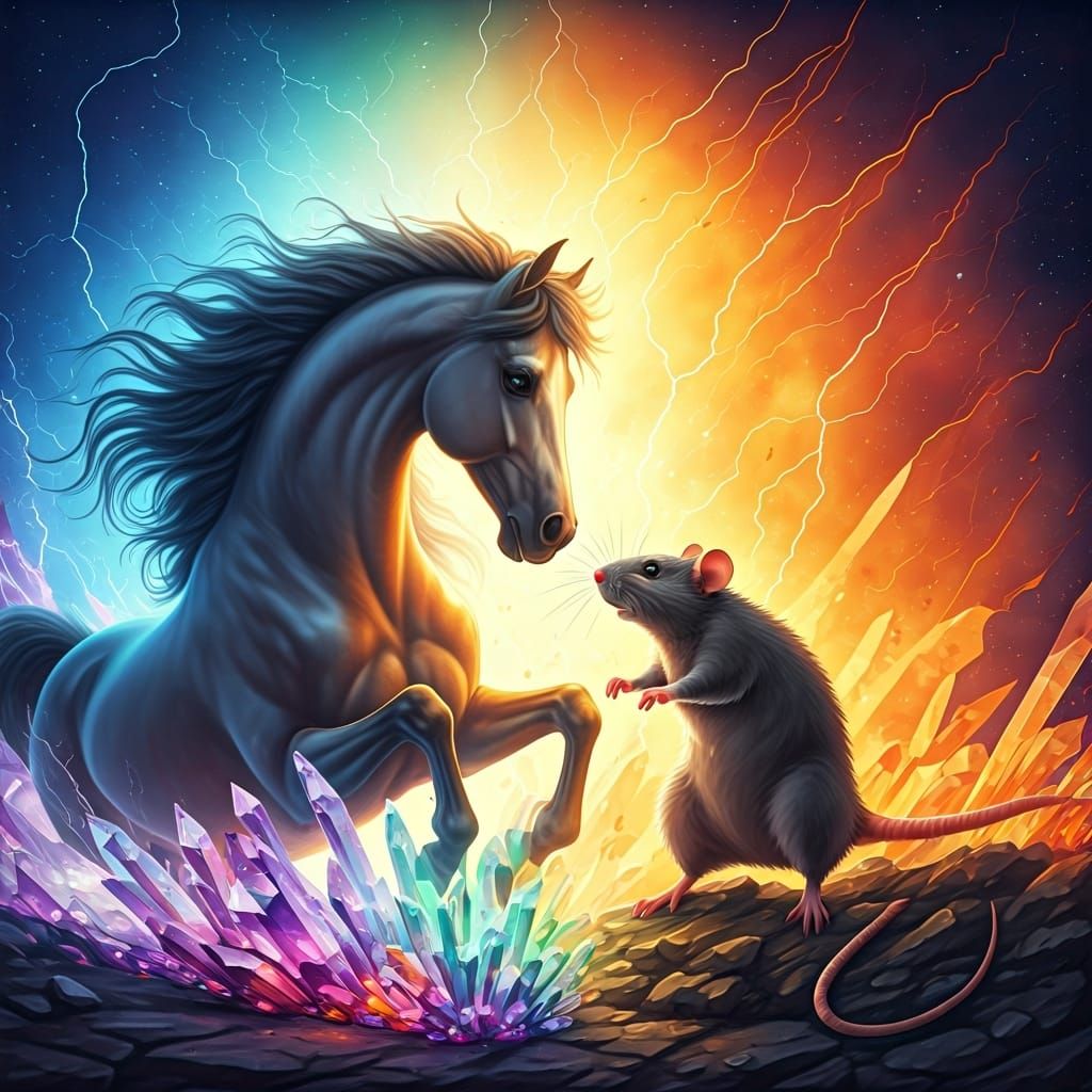 Celestial Horse and Rat Spark Rainbow Explosion