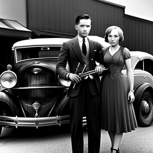 Bonnie and Clyde Bank Robbery Photo, 1930s Style