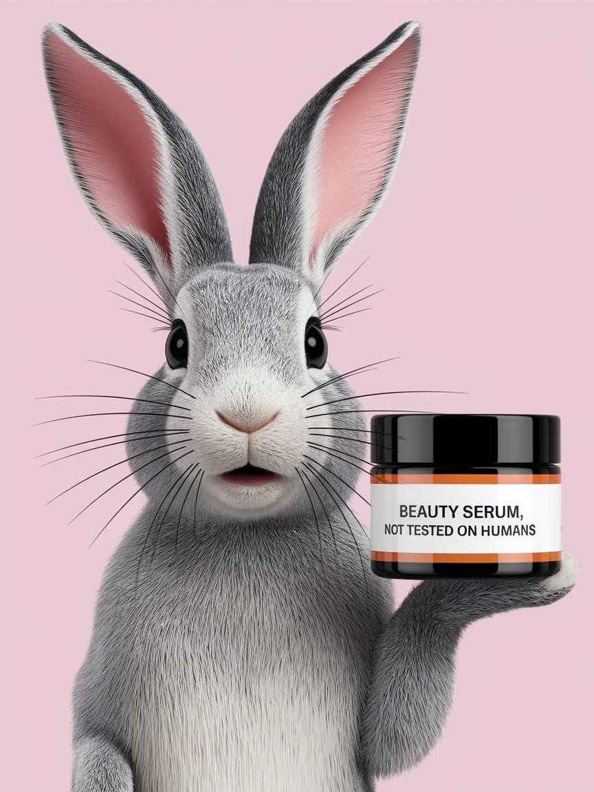 Rabbit Beauty Model Displays Cruelty Free Beauty Serum