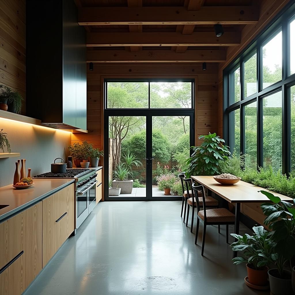 Modern Backyard with Simplified Garden in Cinematic Style