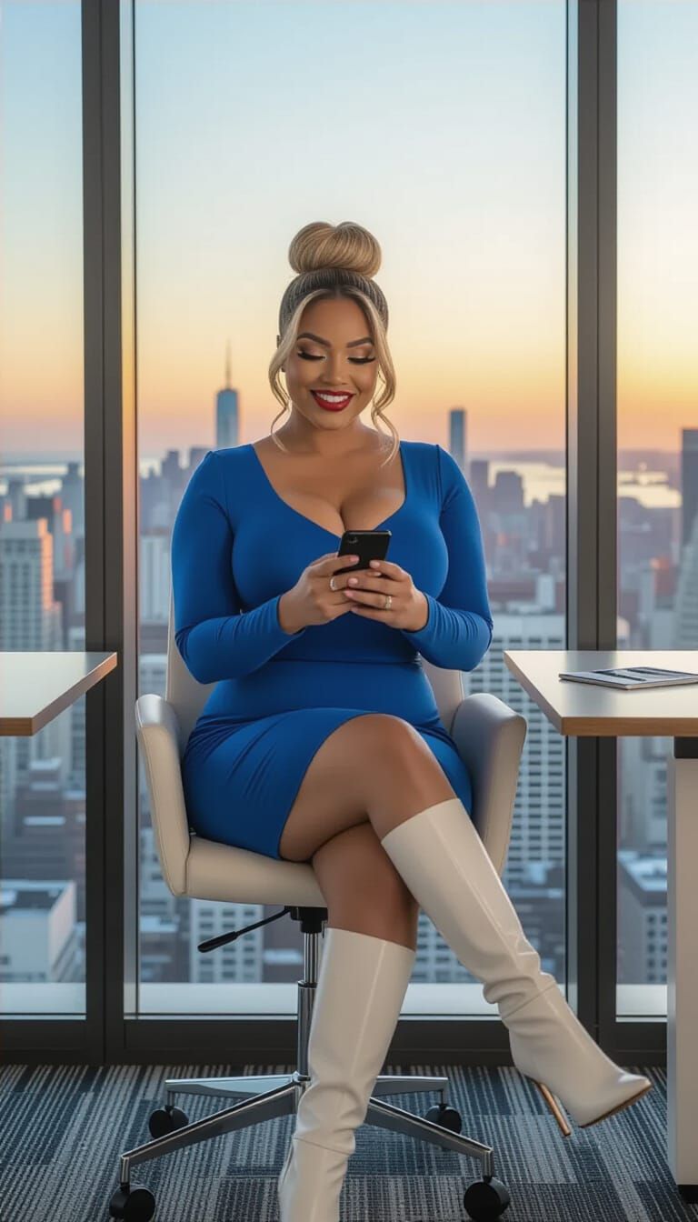 Confident Woman in Modern Office, 4K Photo Style