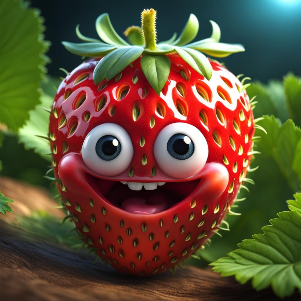 Adorable Strawberry Character Concept Art in 8k