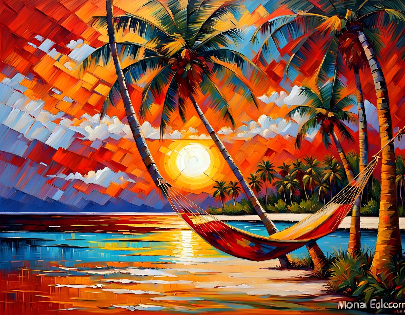 Island Oasis: Impasto Palette Knife Painting