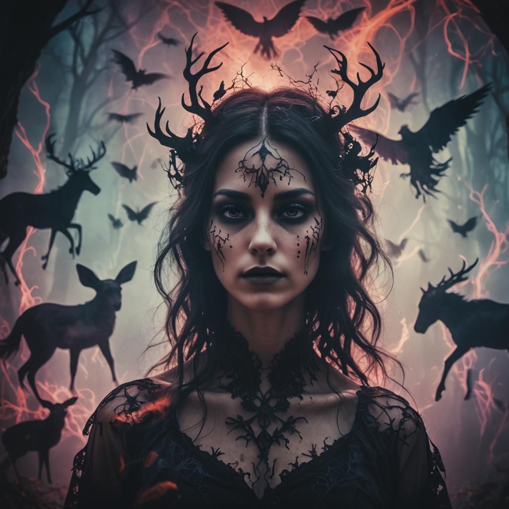 Magical Creatures in Double Exposure Silhouette