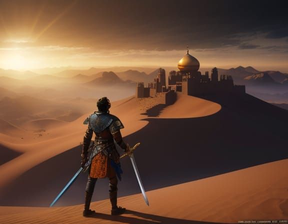 Arab Prince in Yemen Kingdom, Dark Fantasy Art