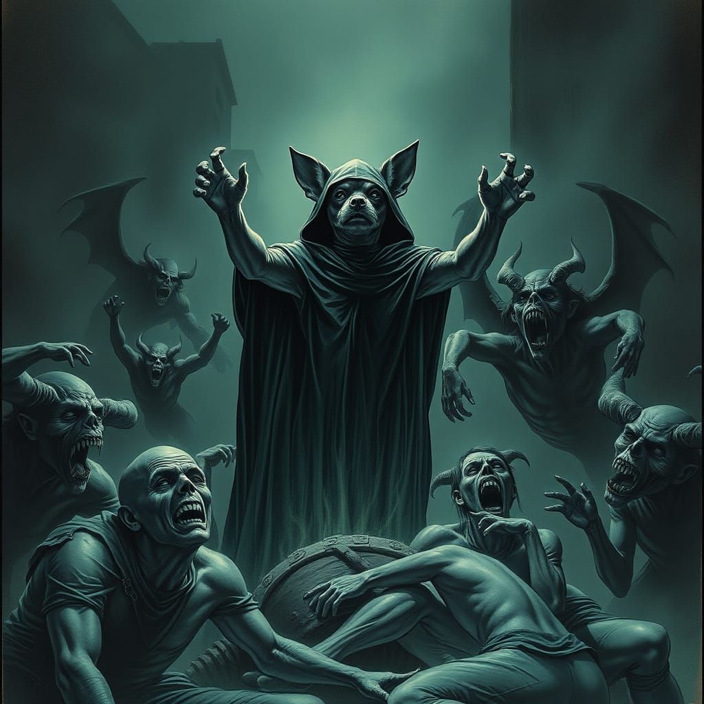 Chihuahua Shadow Supervillain Triumphant, Inspired by Gustav...