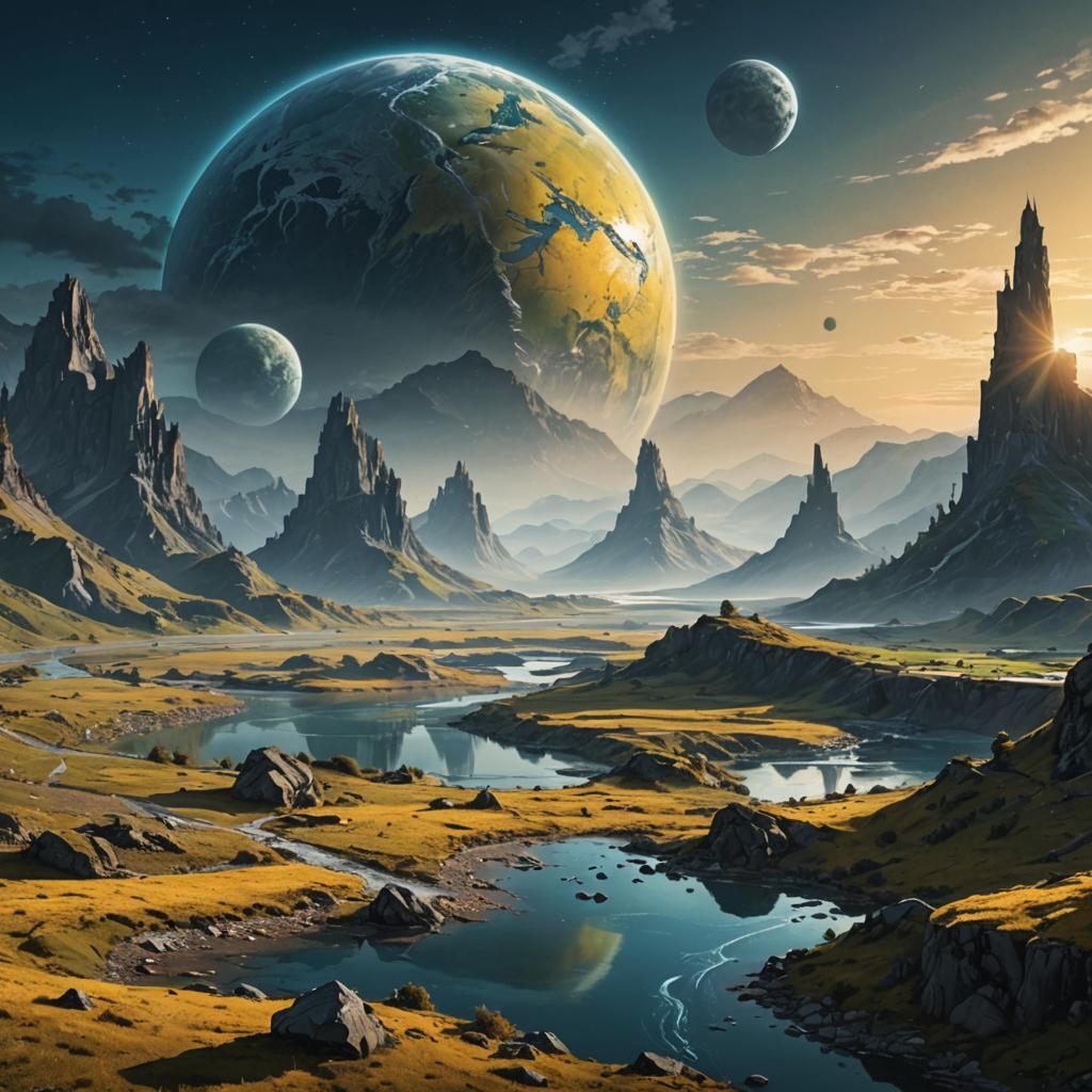 Tranquil Mountain River Landscape in Muted Colors