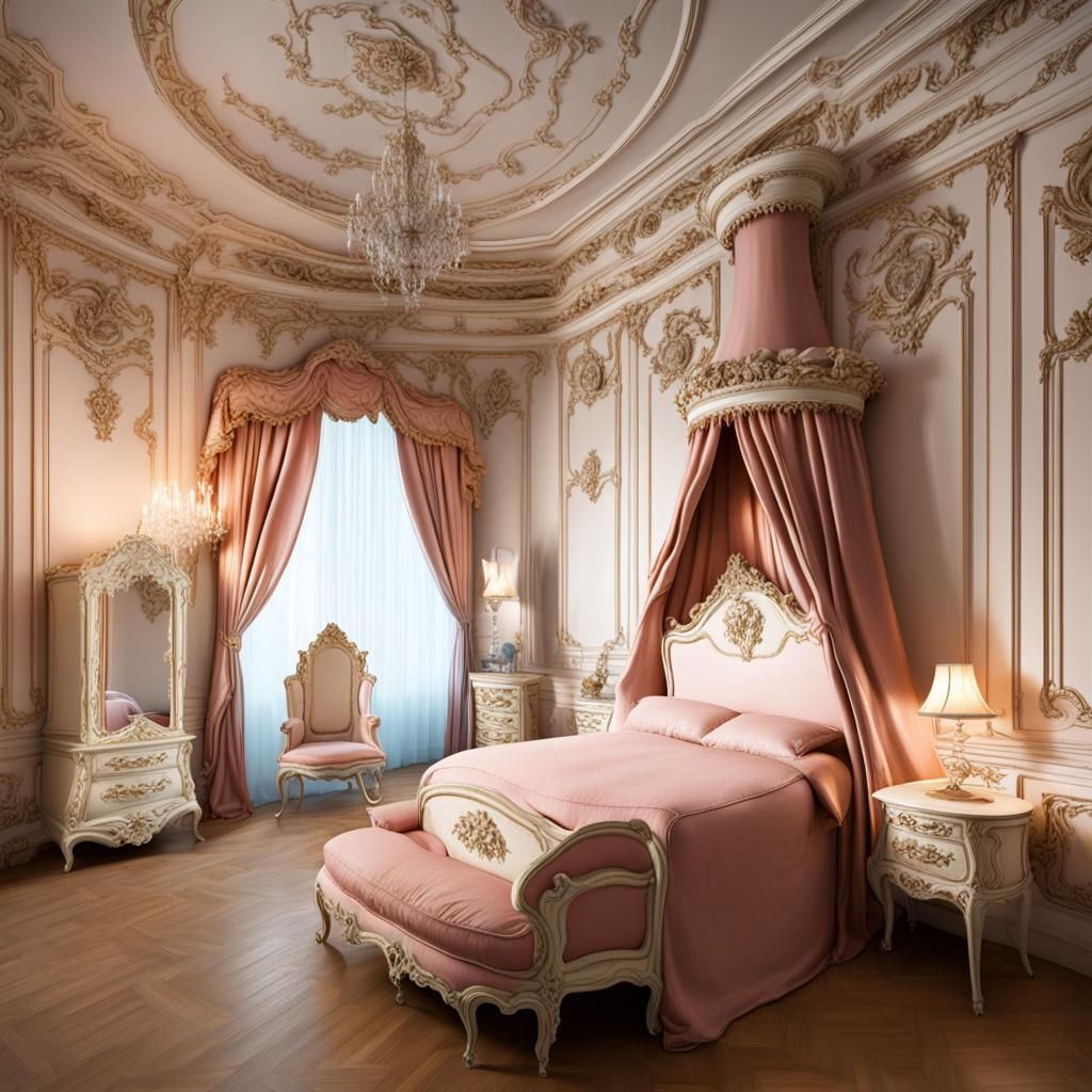 Rococo Style Cuttlecore Bedroom Interior