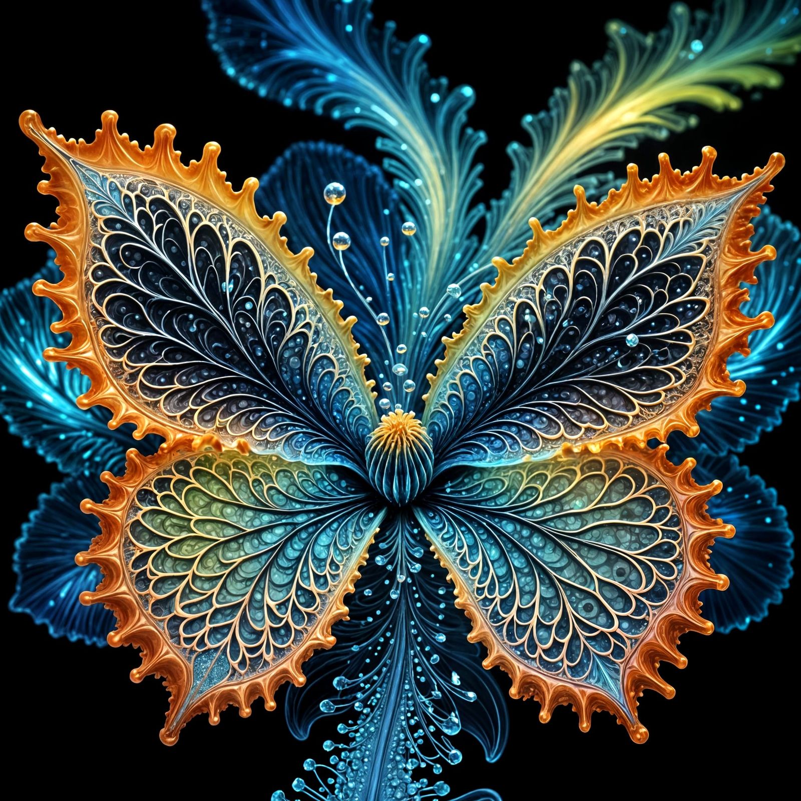 Gypsum Hibiscus with Rainbow Aura and Lace Details