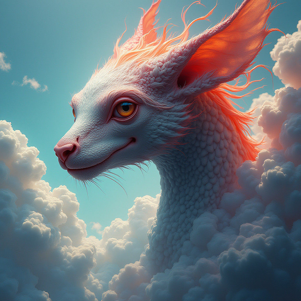 Surreal Fantasy Creature Portrait in Dreamlike Setting
