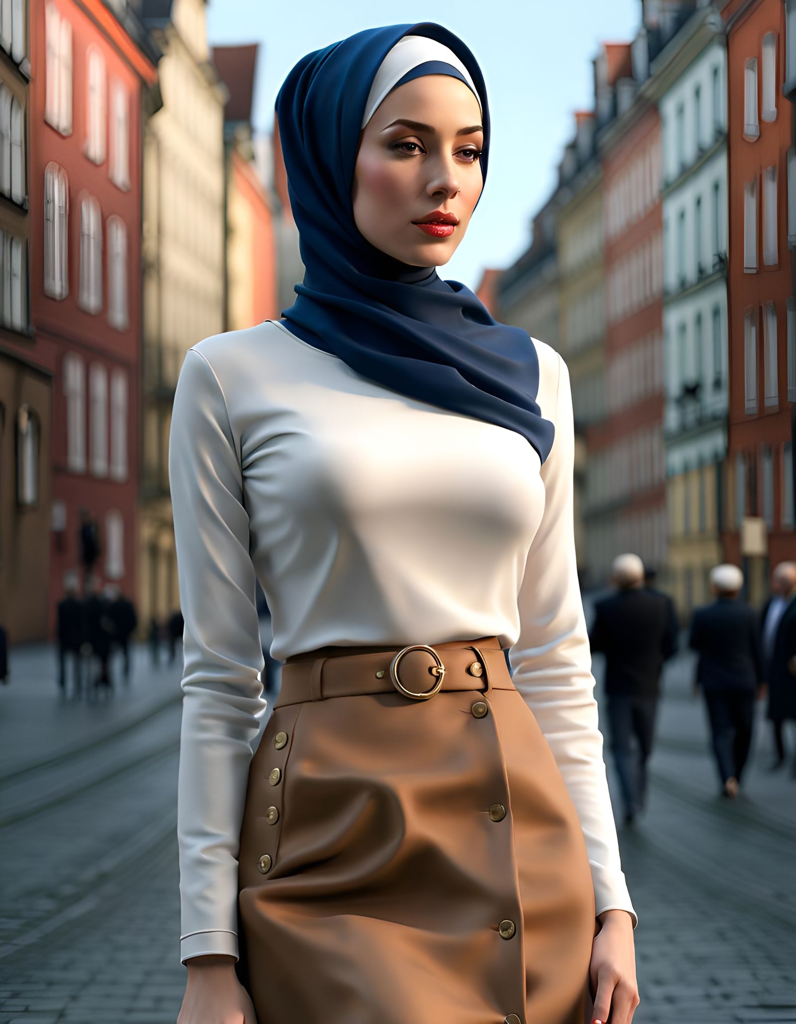 Modest Woman in Hamburg: Photorealistic Portrait