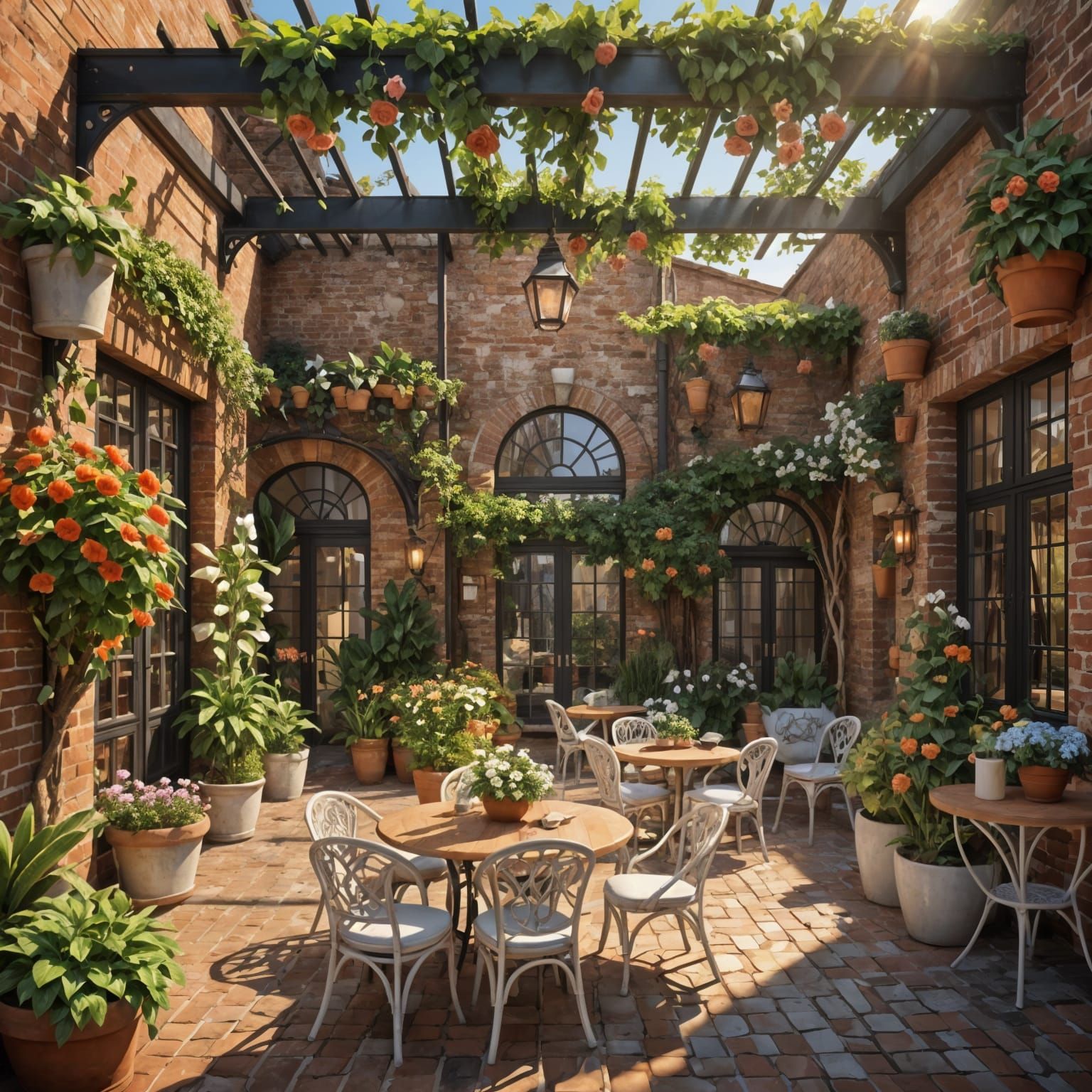 Hyperdetailed Courtyard Garden Concept Art