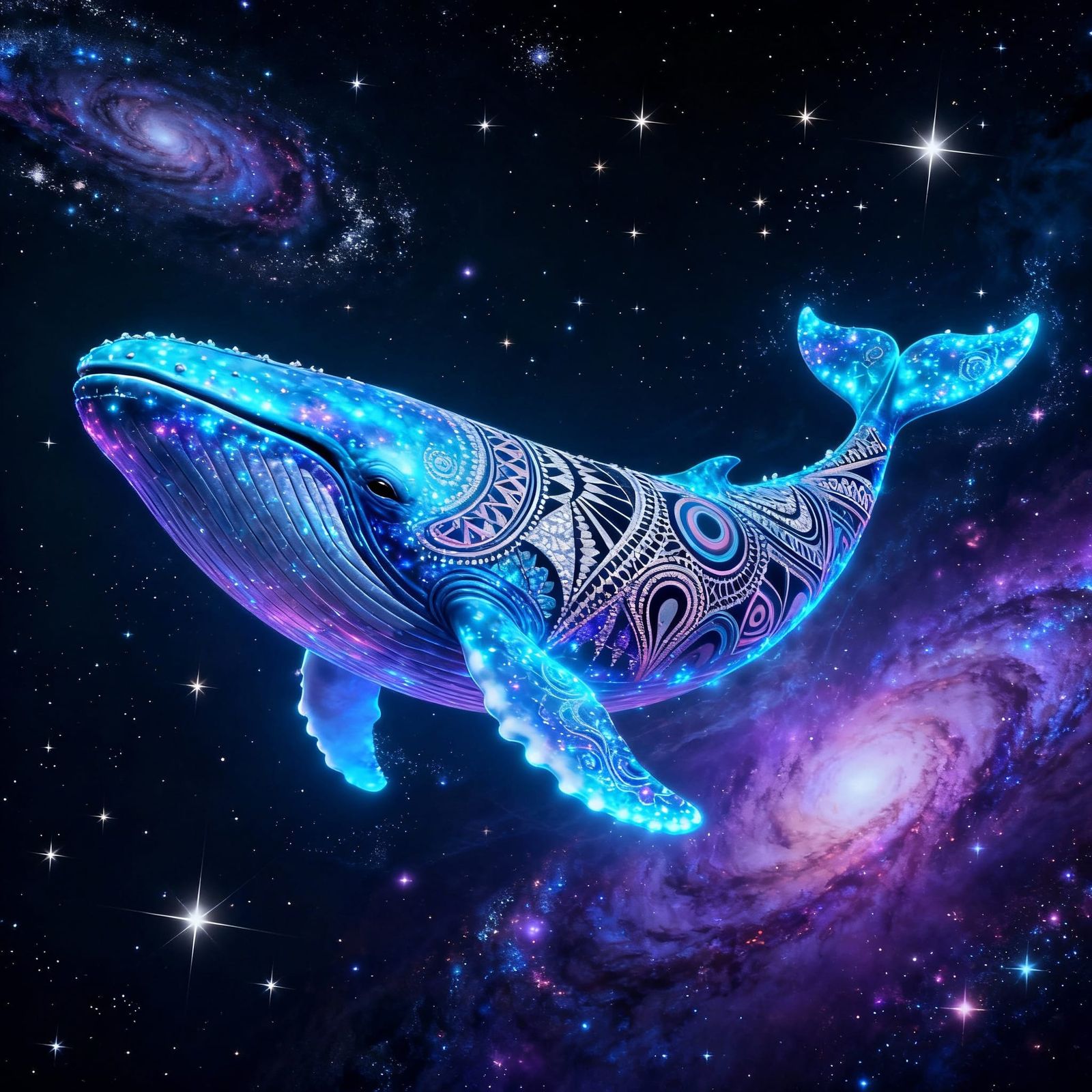 Bioluminescent Whale in Nebula, Haute Couture Patterns