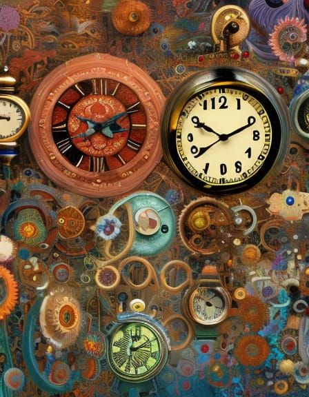 Clocks Celebrate Milestone in Vivid Gouache Painting