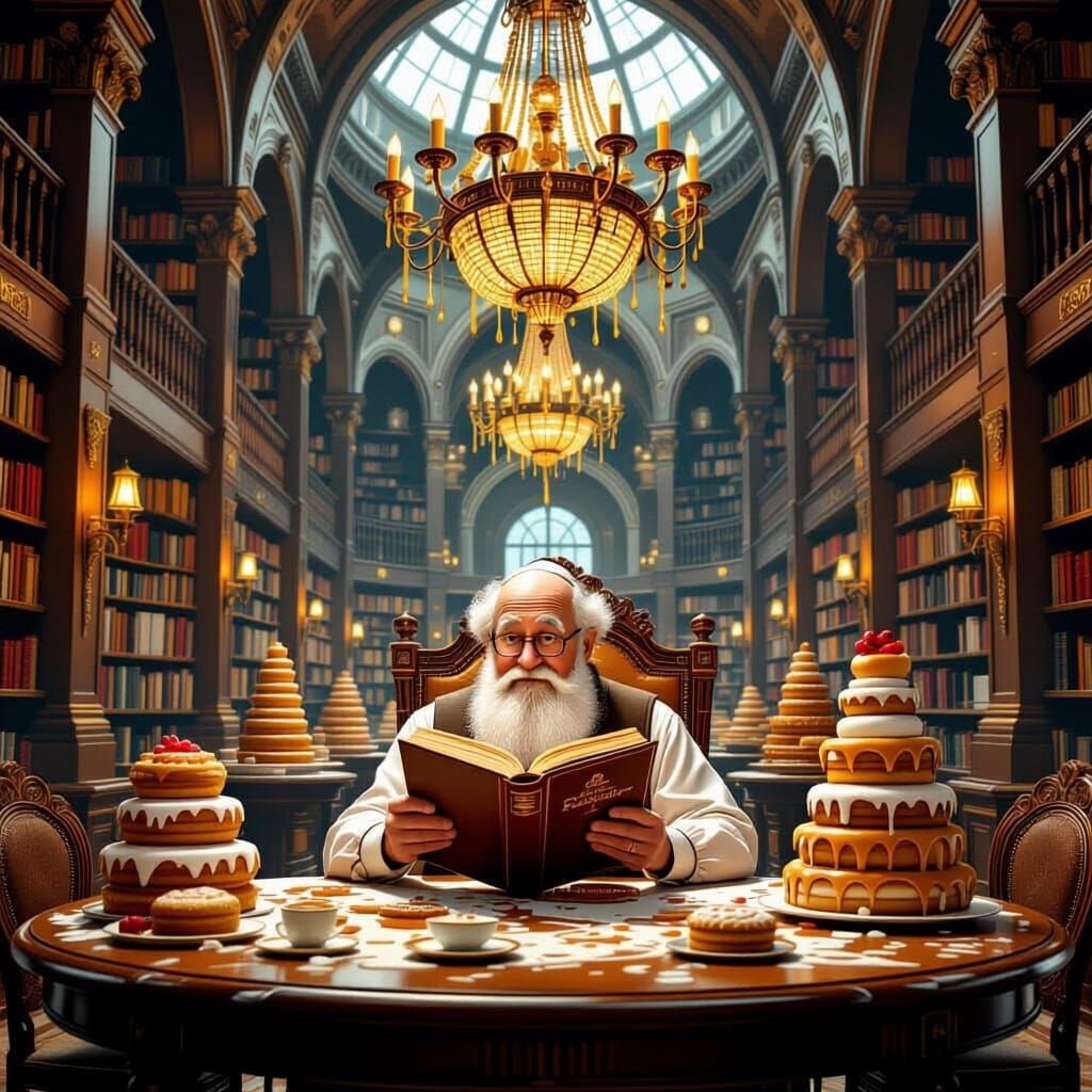 Whimsical Pastry Library with Gingerbread Table