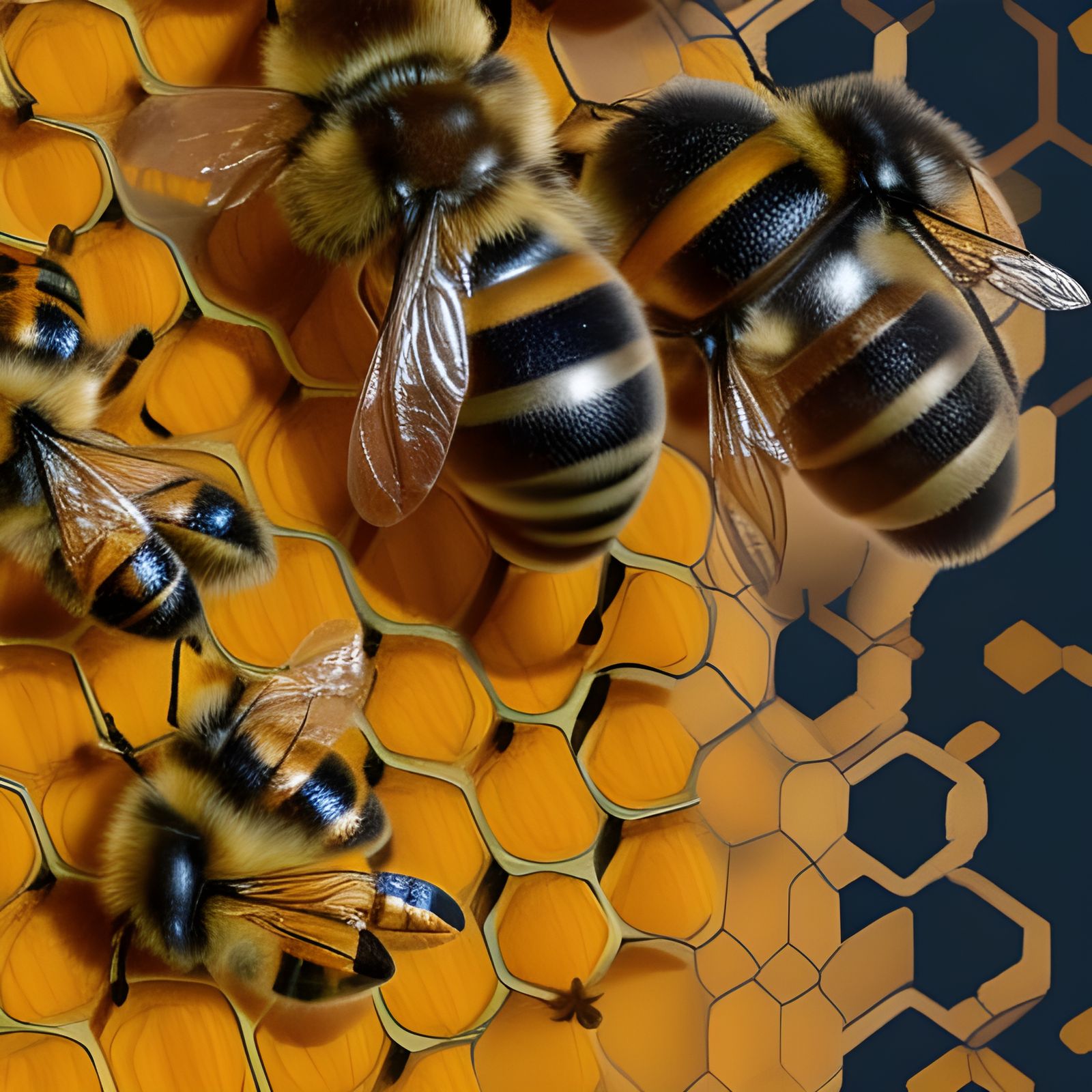 Hyperrealistic Queen Bee in Hive, 4K Resolution