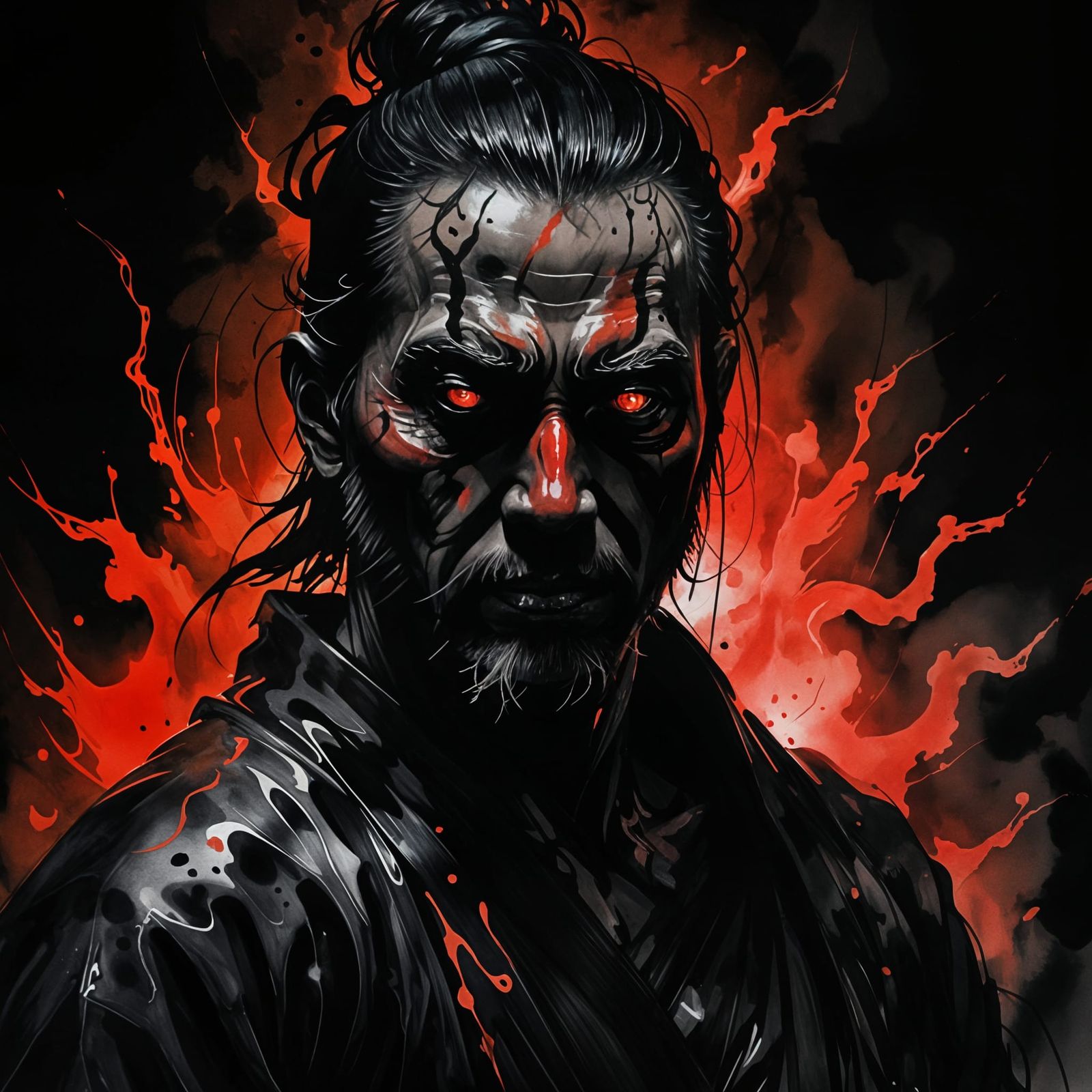 Mysterious Figure in Darkened Realm