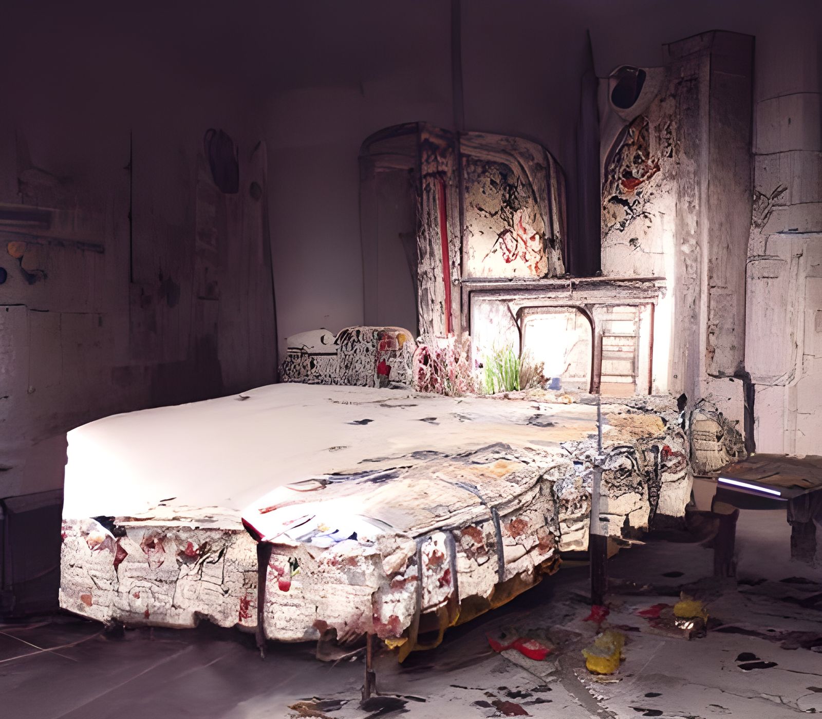 Post-Apocalyptic Bedroom in Abandoned Chateau