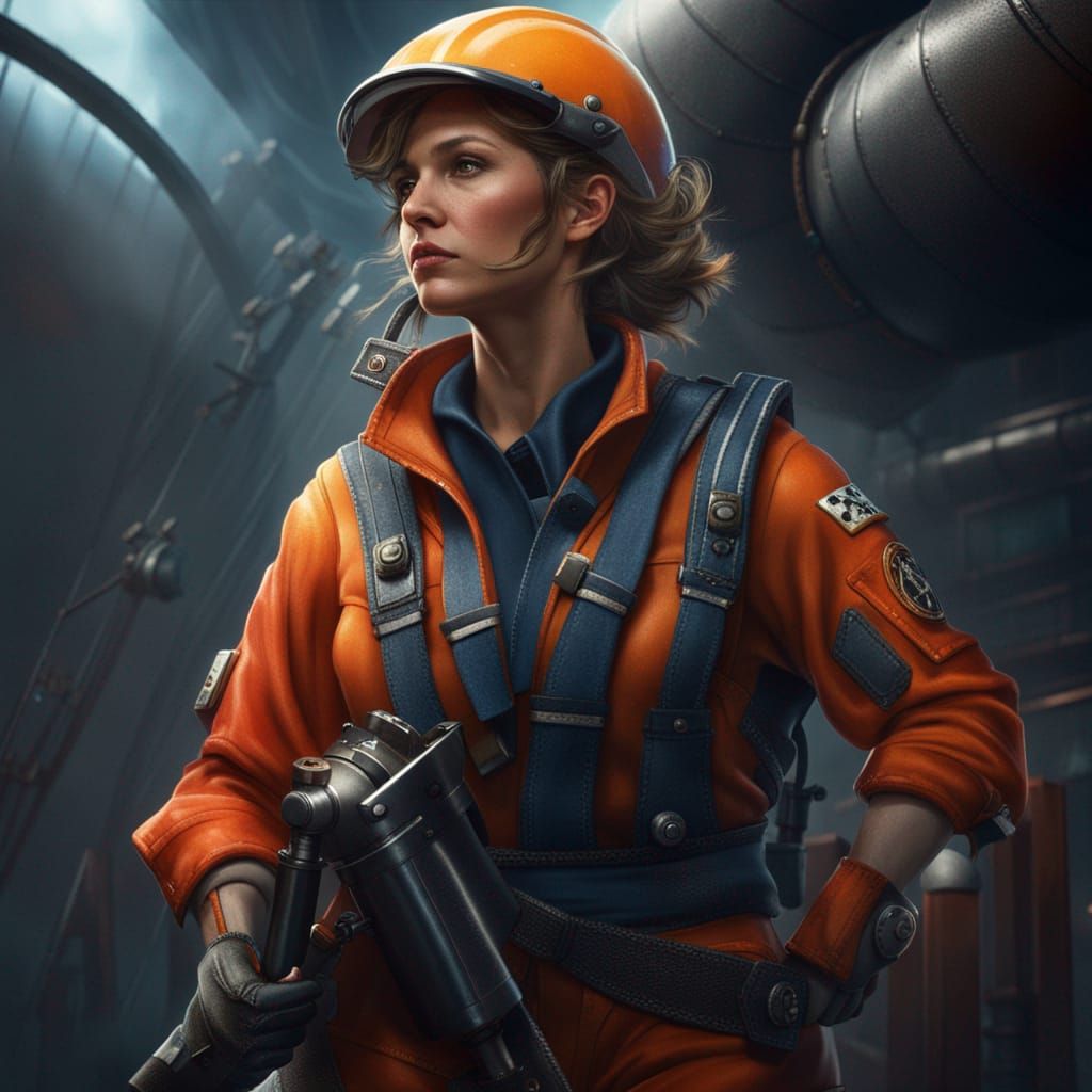 Female Sailor with Air Blaster, Detailed Matte Painting
