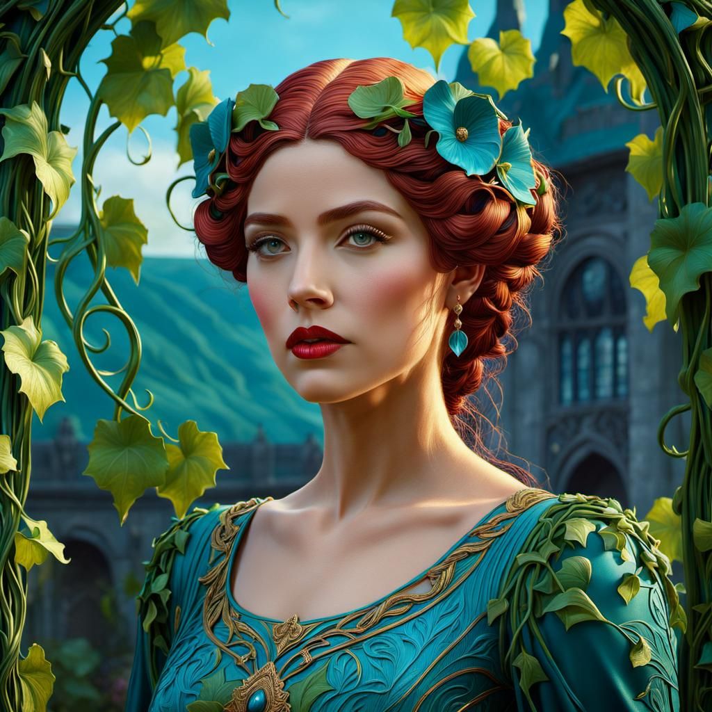 Art Nouveau Woman in Impasto Style