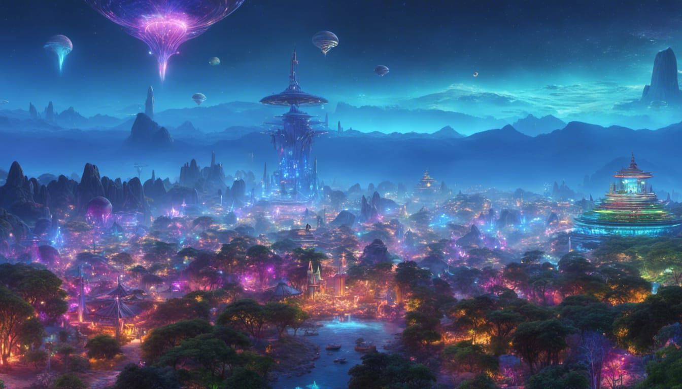 Magical Alien Elven Village in Sci-Fi Jungle