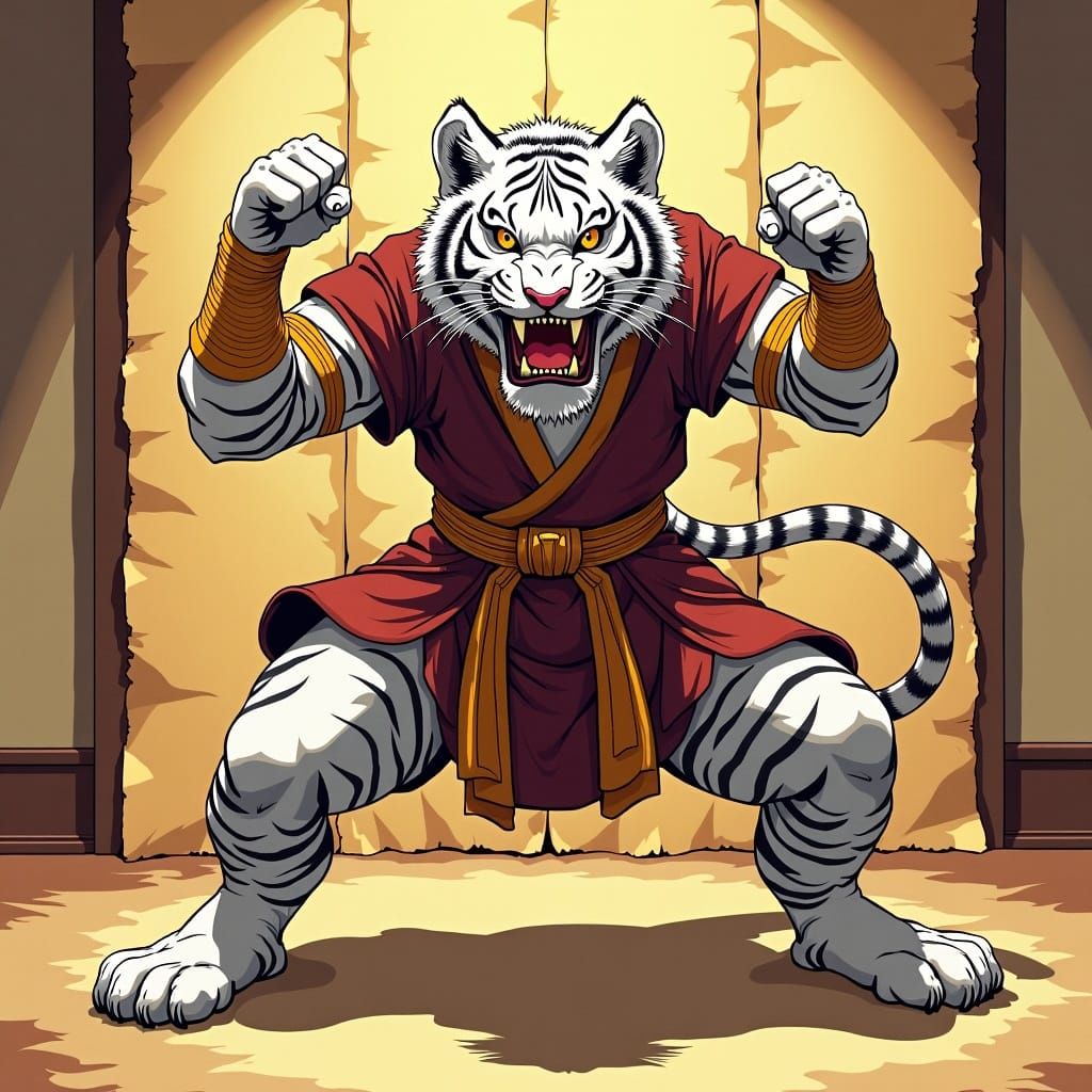 White Tiger Movie Poster in Comic Book Style