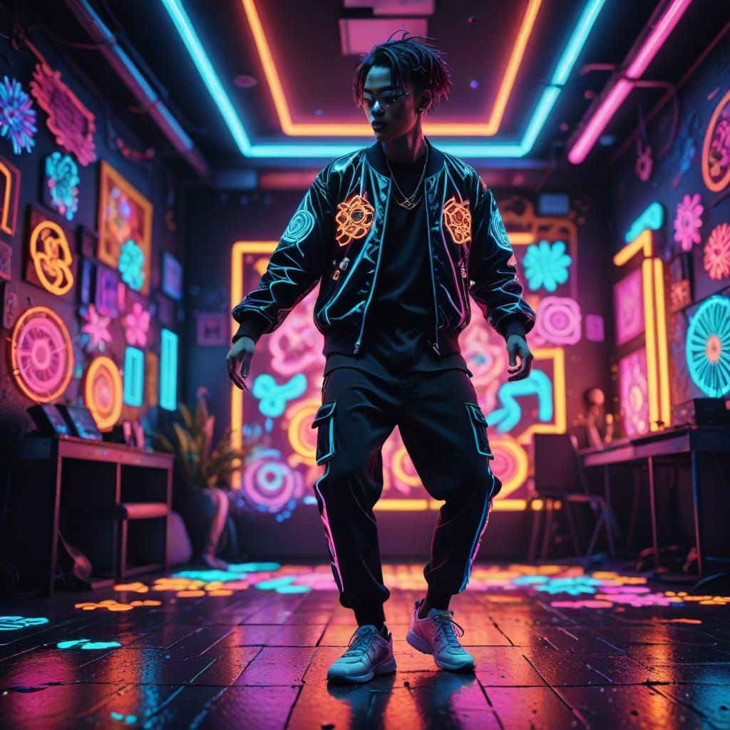 Vibrant Digital Art of Tung Tung in Neon Wonderland