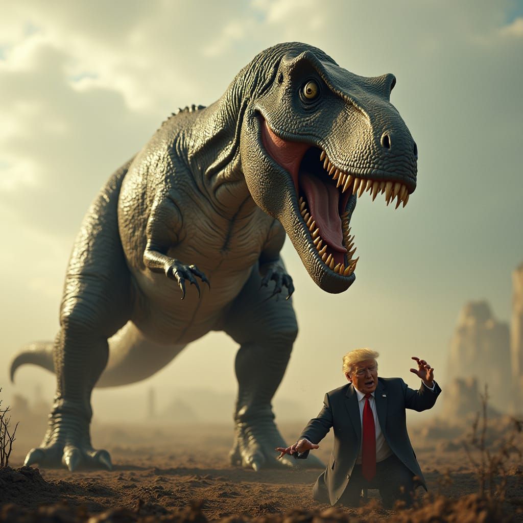 T-Rex Triumphs Over Donald Trump in Post-Apocalyptic Wastela...