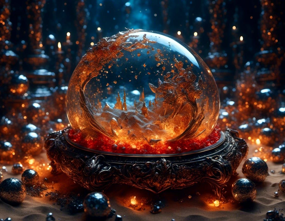 Ornate Magic Crystal Ball with Etheric Stars