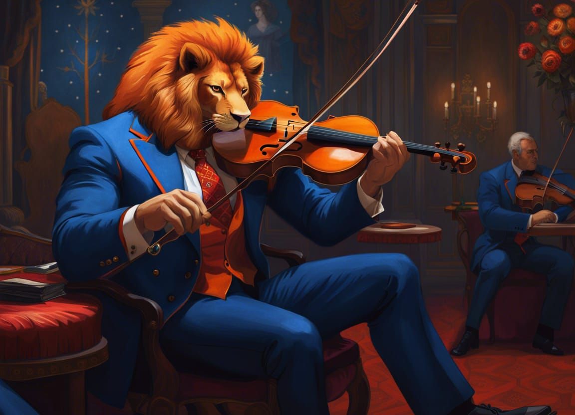 Lion Man Violinist at High Society Dinner