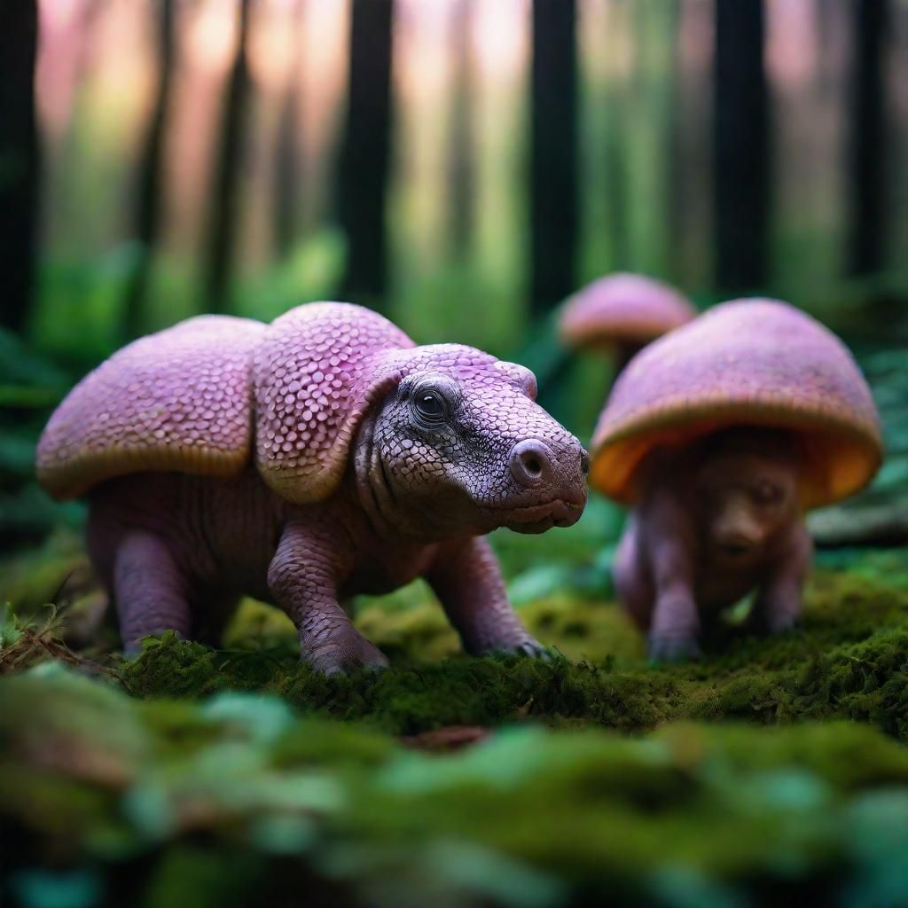 Surreal Triplepotamus in Mystical Forest