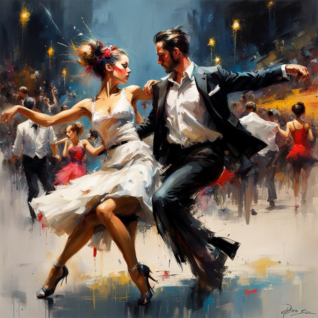 Passionate Lindy-Hop Swing-Out in Colorful Fine Art