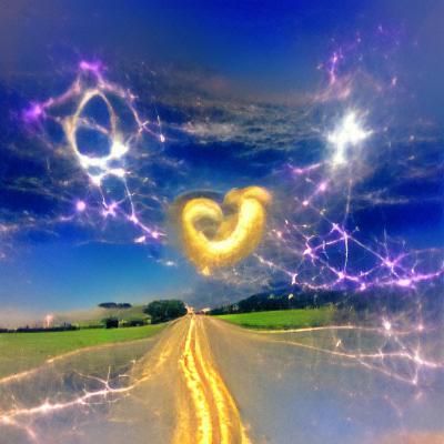 Infinite Magical Road with Heart and Sparkles