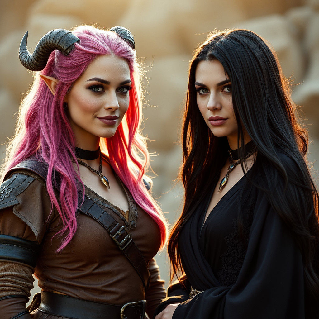 Tiefling and Cleric: Cinematic Film Still